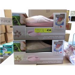 2 Pairs of New Memory Foam Slippers - Sizes L & XL