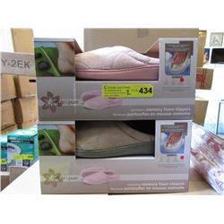 2 Pairs of New Memory Foam Slippers - Sizes L & XL