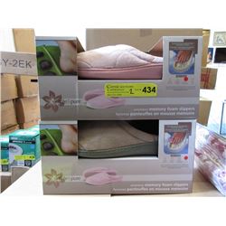 2 Pairs of New Memory Foam Slippers - Sizes L & XL