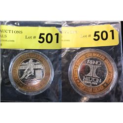 999 Silver Reno Hilton Casino $10 Token