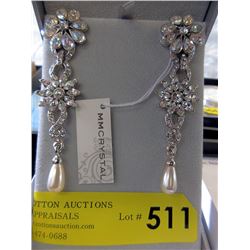 New Dramatic "M M Crystal" 4" Earrings