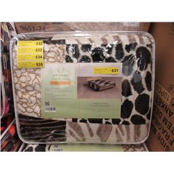 New Animal Block Print Sherpa Blanket - Queen Size