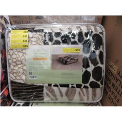 New Animal Block Print Sherpa Blanket - Queen Size