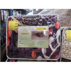 New Purple Mod Print Sherpa Blanket - Queen Size