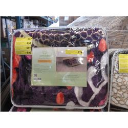 New Purple Mod Print Sherpa Blanket - Queen Size