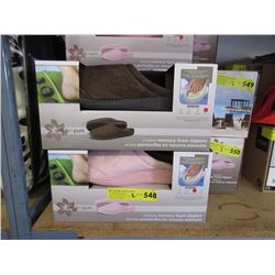 2 Pairs of New Memory Foam Slippers - Size L & XL