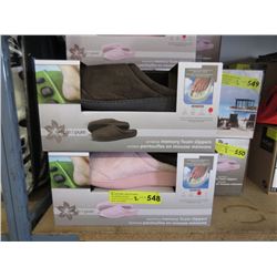 2 Pairs of New Memory Foam Slippers - Size L & XL