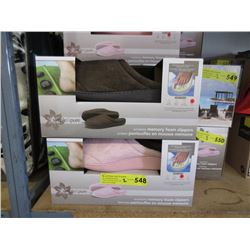 2 Pairs of New Memory Foam Slippers - Size L & XL