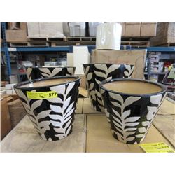 2 New 2 Piece Glazed Ceramic Planter Sets