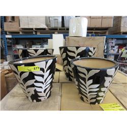 2 New 2 Piece Glazed Ceramic Planter Sets