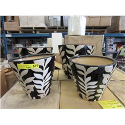 2 New 2 Piece Glazed Ceramic Planter Sets