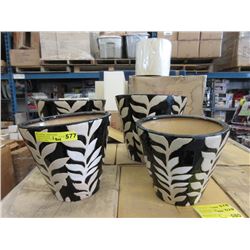 2 New 2 Piece Glazed Ceramic Planter Sets