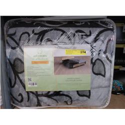 New Grey & Black Queen Size Sherpa Blanket