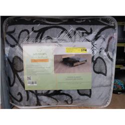 New Grey & Black Queen Size Sherpa Blanket