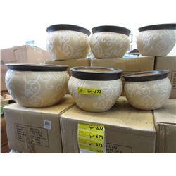 New 3 Piece Glazed Ceramic Planter Set