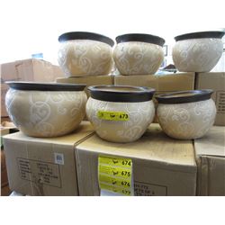 New 3 Piece Glazed Ceramic Planter Set