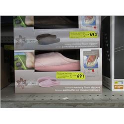 2 Pairs of New Memory Foam Slippers - Sizes L & XL