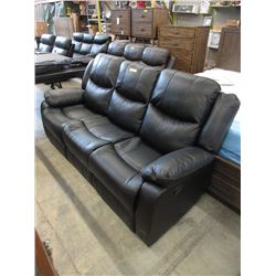 New Black Leather Manual Reclining Sofa