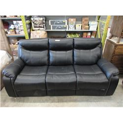 New Manual Reclining Black Leather 80" Sofa