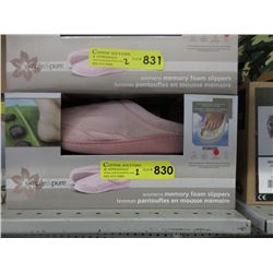 2 Pairs of New Memory Foam Slippers - Sizes L & XL