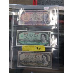 3 Old Issue Canadian Bank Notes