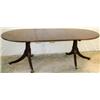 Image 1 : C19th & later mahogany twin pillar dining table with 2 extra leaves & rounded...