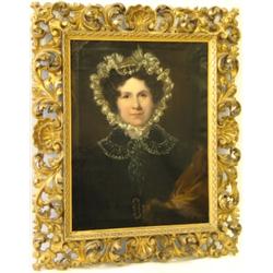 Mid C19th English school - PORTRAIT OF A LADY WEARING A BONNET - oil on canvas,...