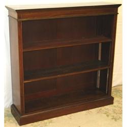 Edwardian mahogany & satinwood crossbanded open bookcase with adjustable...