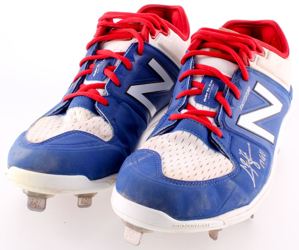 Chris Taylor Signed 2017 Dodgers Game-Used Pair of Custom New Balance Baseball Cleats Inscribed