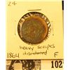 Image 1 : 1864 U.S. Two Cent Piece, Fine, discolored with heavy scrapes.