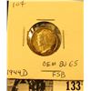 Image 1 : 1944 D Mercury Dime GEM BU 65 FSB. Superb original toning.