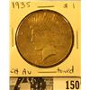 Image 1 : 1935 P U.S. Peace Silver Dollar, Choice AU with superb light gold toning.