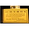 Image 2 : "Allison's Improved Credit Coupon Check Book with Promissory notes for $1.00, 1c, 2c, & 5c. Coupons 