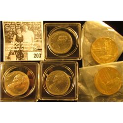 Pair of West Yellowstone Montana Medals, Brass, BU; 1971, 72, & 75 Canada Dollars in plastic cases, 