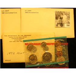 1972, 1980, & 1981 U.S. Mint Sets in original cellophane and envelopes.