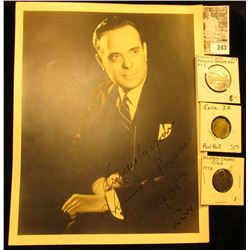 8 1/2" x 11" Black & White autographed photo "Sincerely Yours Chauncey Parsons 1936 WLUV"; pair of o