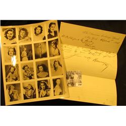 8 1/2" x 11" Studio Black and white photograph of Debra Paget, Ava Gardner, Jane Russell, Doris Day,