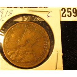 1918 Canada Large Cent, Fine.