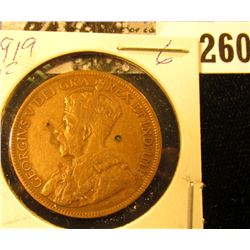 1919 Canada Large Cent, Fine, cleaned.