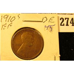 1910 S U.S. Wheat back Cent, EF.