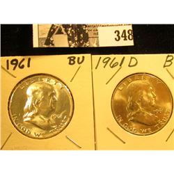 1961 P, & D Franklin Silver Half Dollars, all BU to Gem BU.