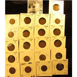 Group of Carded Indian Head Cents: (2) 1902, 03 EF, (3) 04, (7) 05, (6) 06, 07, & 08. Grades up to E