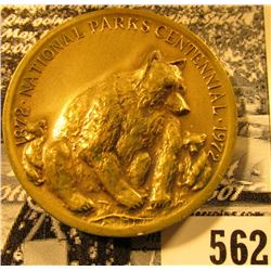 1972 National Parks Centennial, Sequoia National Park, high relief, Bronze Medallion, edge lettered 