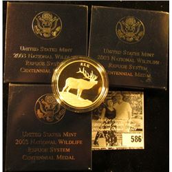 (3) 2003  Elk  National Wildlife Refuge Centennial Medal in original box with literature, 1.5  diame