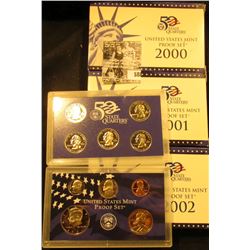 2000 S, 2001 S, & 2002 S U.S. Proof Sets, Original as issued.