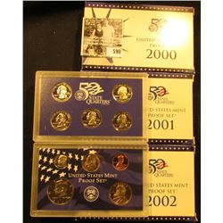 2000 S, 2001 S, & 2002 S U.S. Proof Sets, Original as issued.