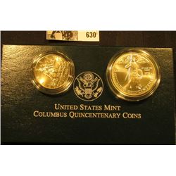 1992 Two-Coin Uncirculated Set "The Columbus Quincentenary Coins" in orginal box with COA.