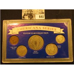 "Americana Series Yesteryear Collection", contains 1902 Indian Head Cent, VG; 1912 P Liberty Nickel,