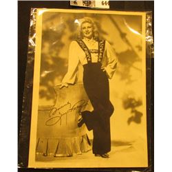 5" x 7" Autographed B & W Photograph of Ginger Rogers, signed "Sincerely Ginger Rogers".