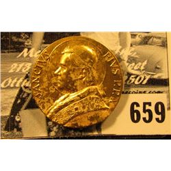 "Sanctvs Pivs P.P.X.", "1903-1914". Gold-colored Papal Medal, 25mm.